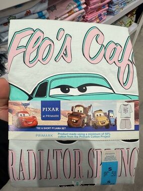 Pixar Cars Flo's Cafe women Tee & Short Pyjama Set - White/Pink/Teal